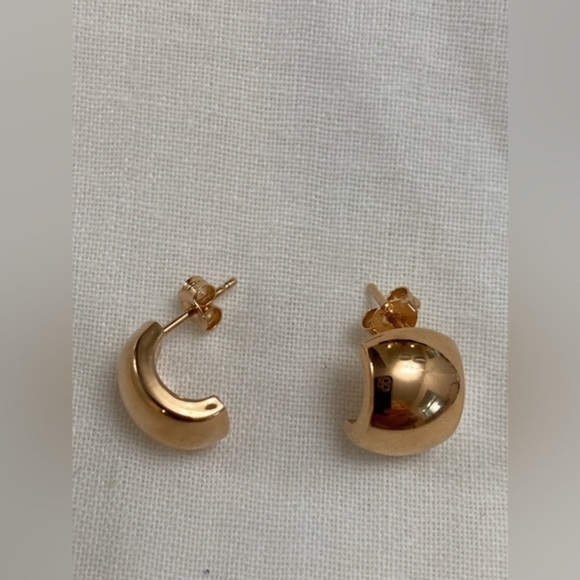 New 18k Rose Gold Half Hoop Chunky Earrings, Bold, Bubble, Cloud - Picture 1 of 7